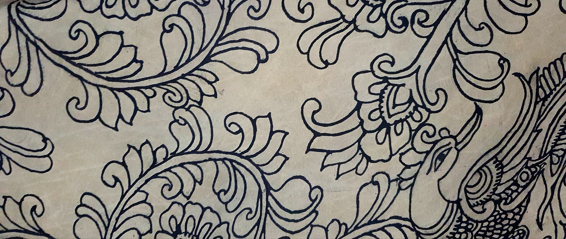 Block-printed Kalamkari cotton fabric by the metre